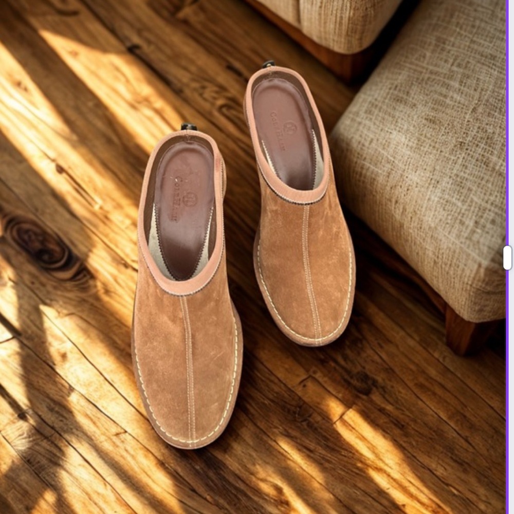 Cole Haan Camel Suede Clogs